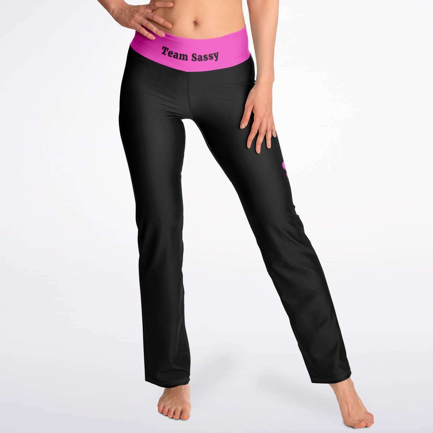 Team Sassy Black-Bright Pink Flare Leggings