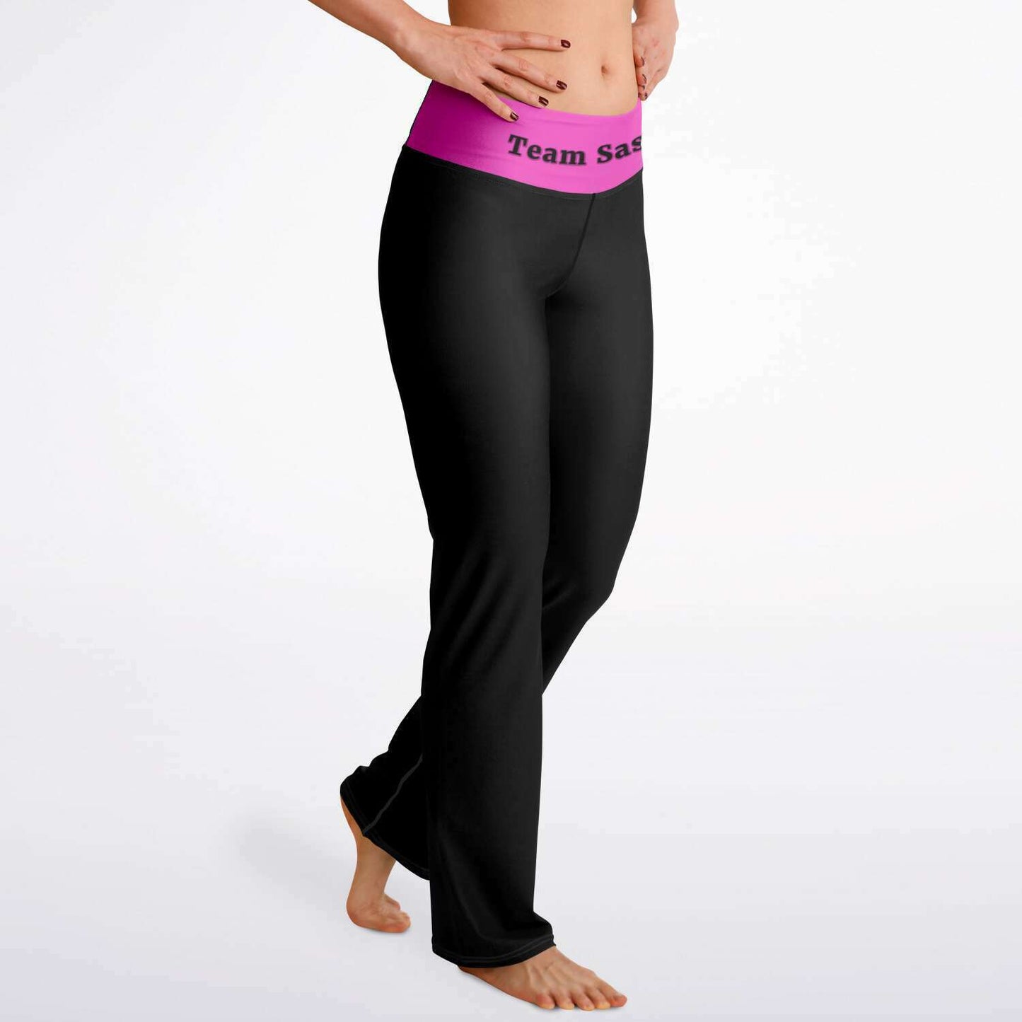 Team Sassy Black-Bright Pink Flare Leggings