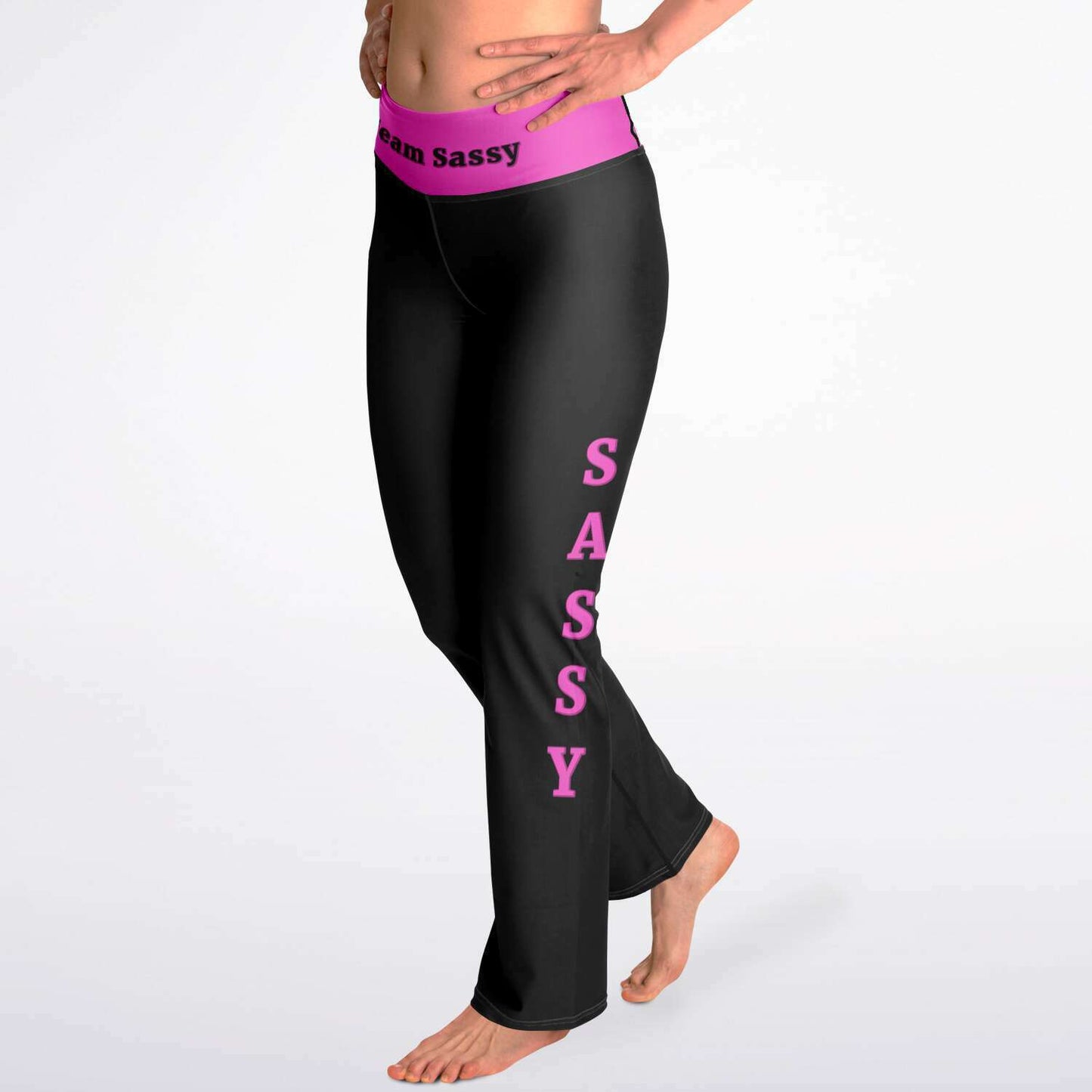 Team Sassy Black-Bright Pink Flare Leggings
