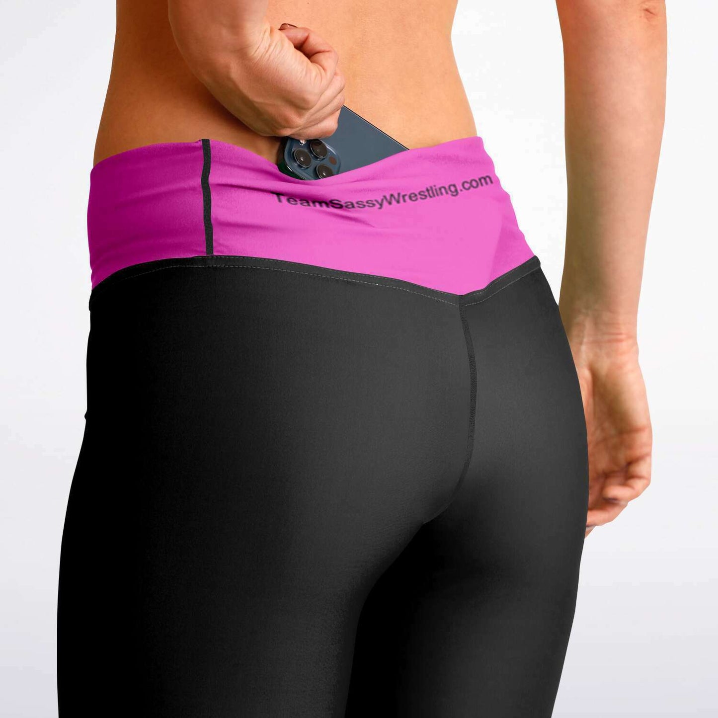 Team Sassy Black-Bright Pink Flare Leggings