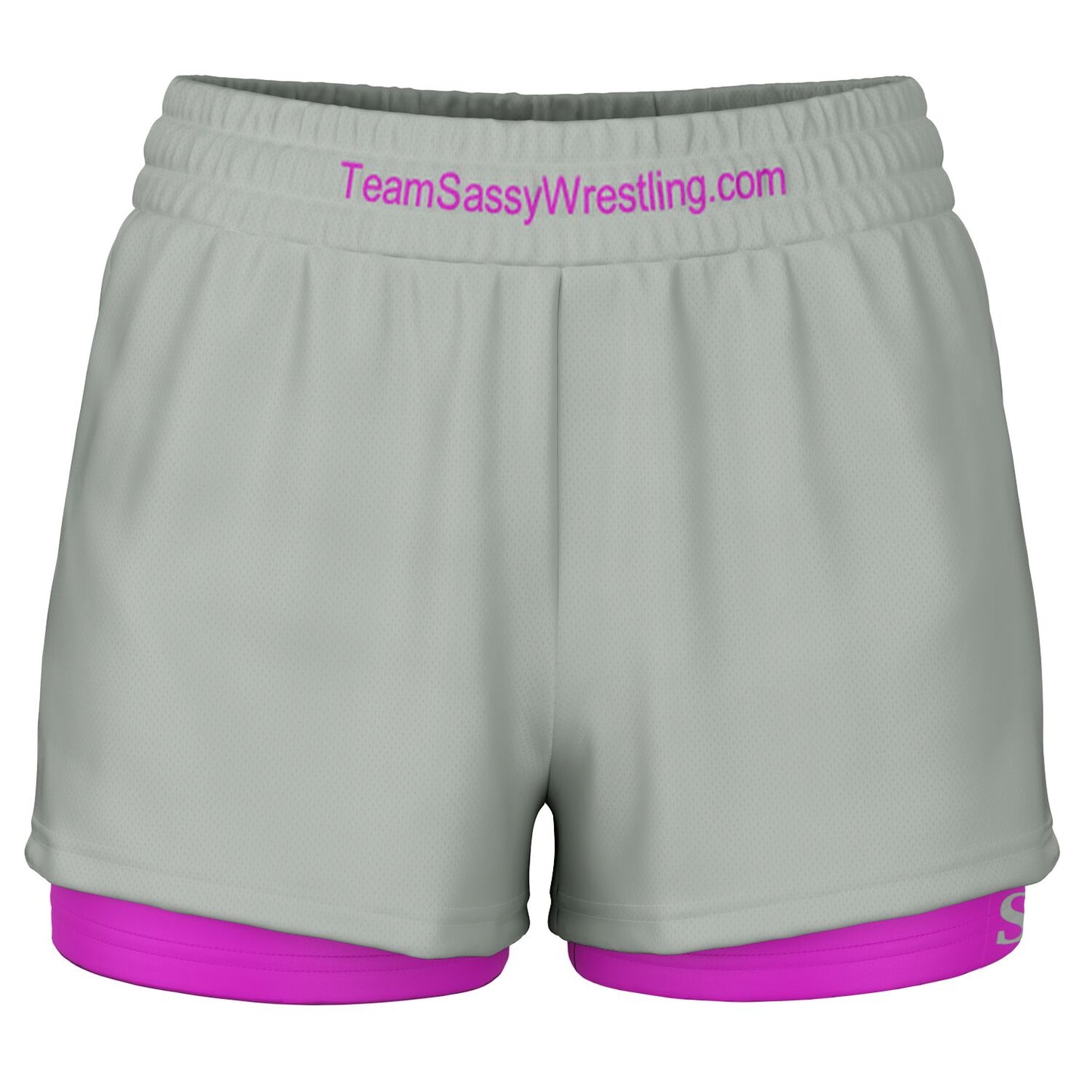 Team Sassy Women's 2-in-1 Shorts - Grey & Bright Pink