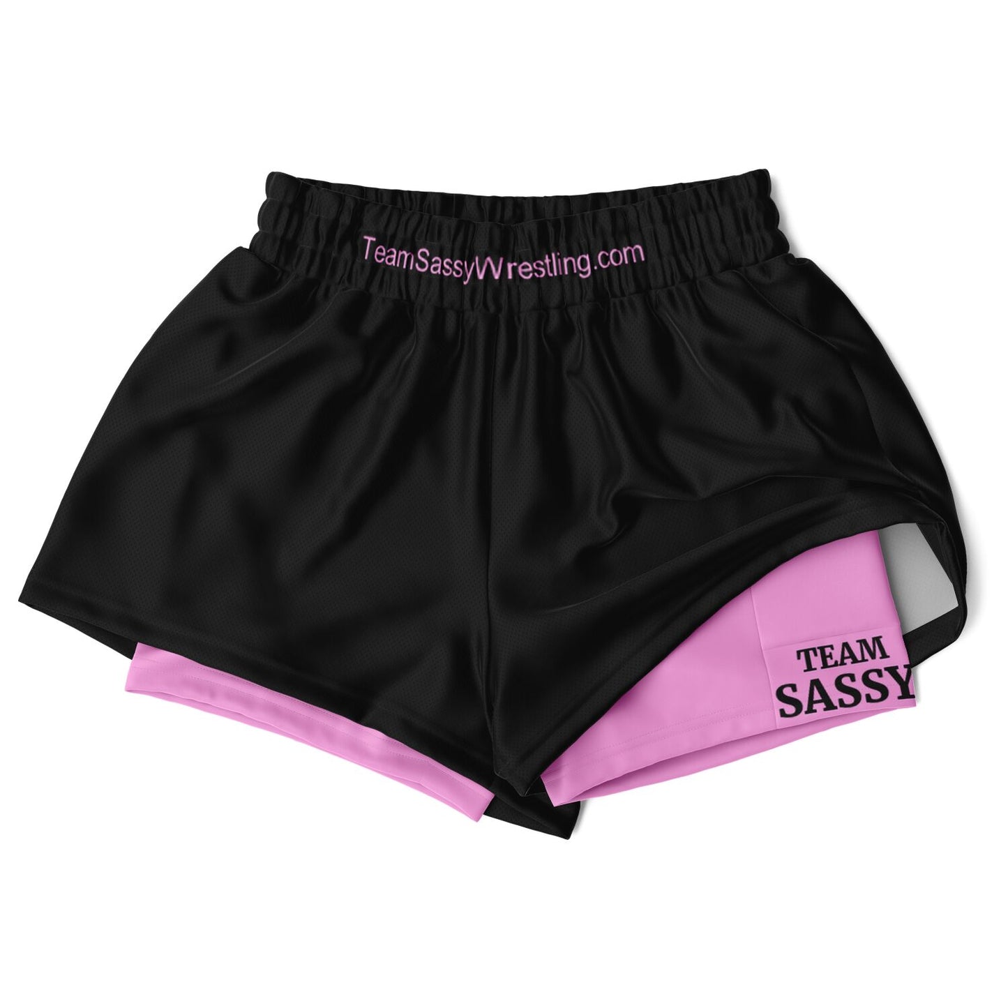 Team Sassy Women's 2-in-1 Shorts - Black & Light Pink