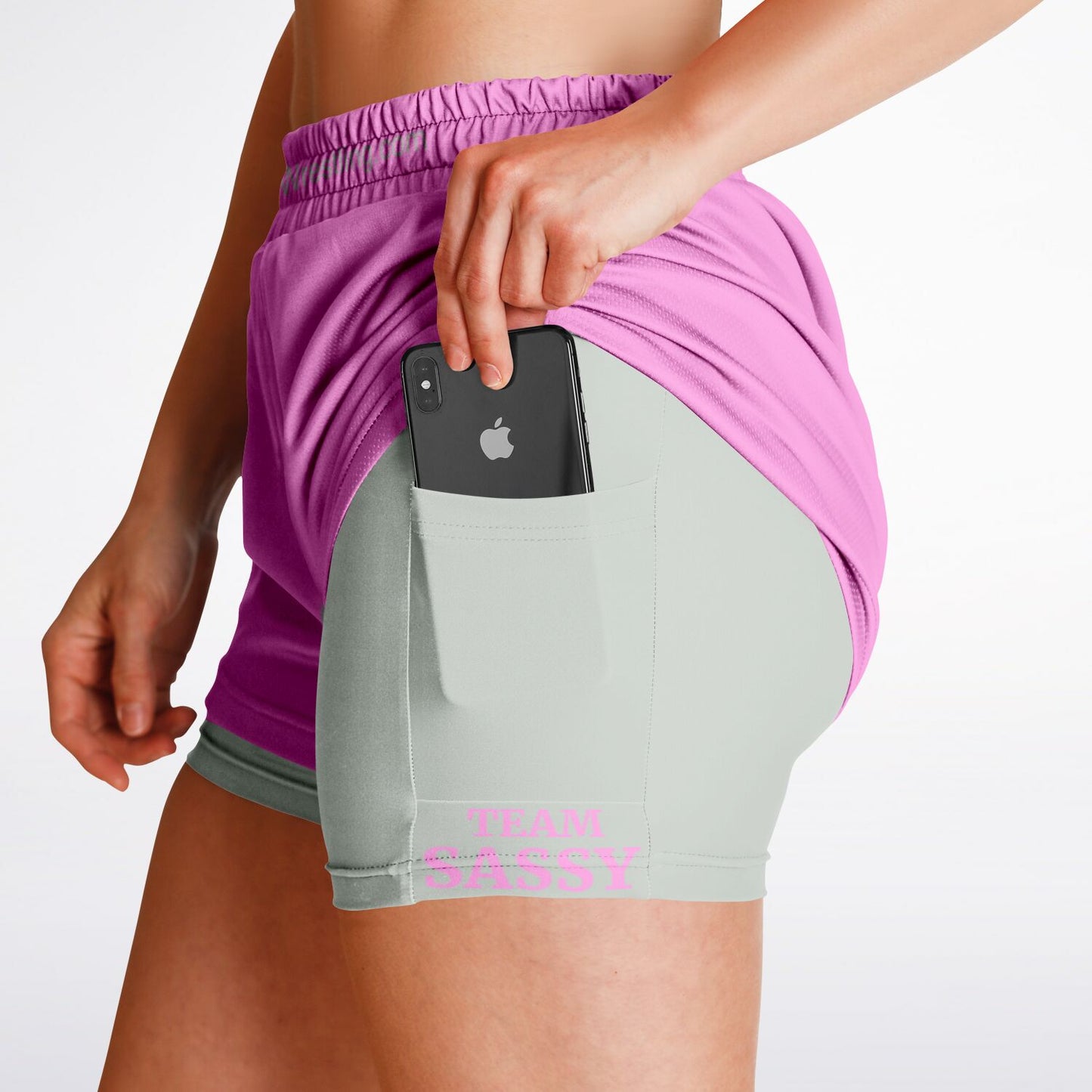 Team Sassy Women's 2-in-1 Shorts - Light Pink & Grey