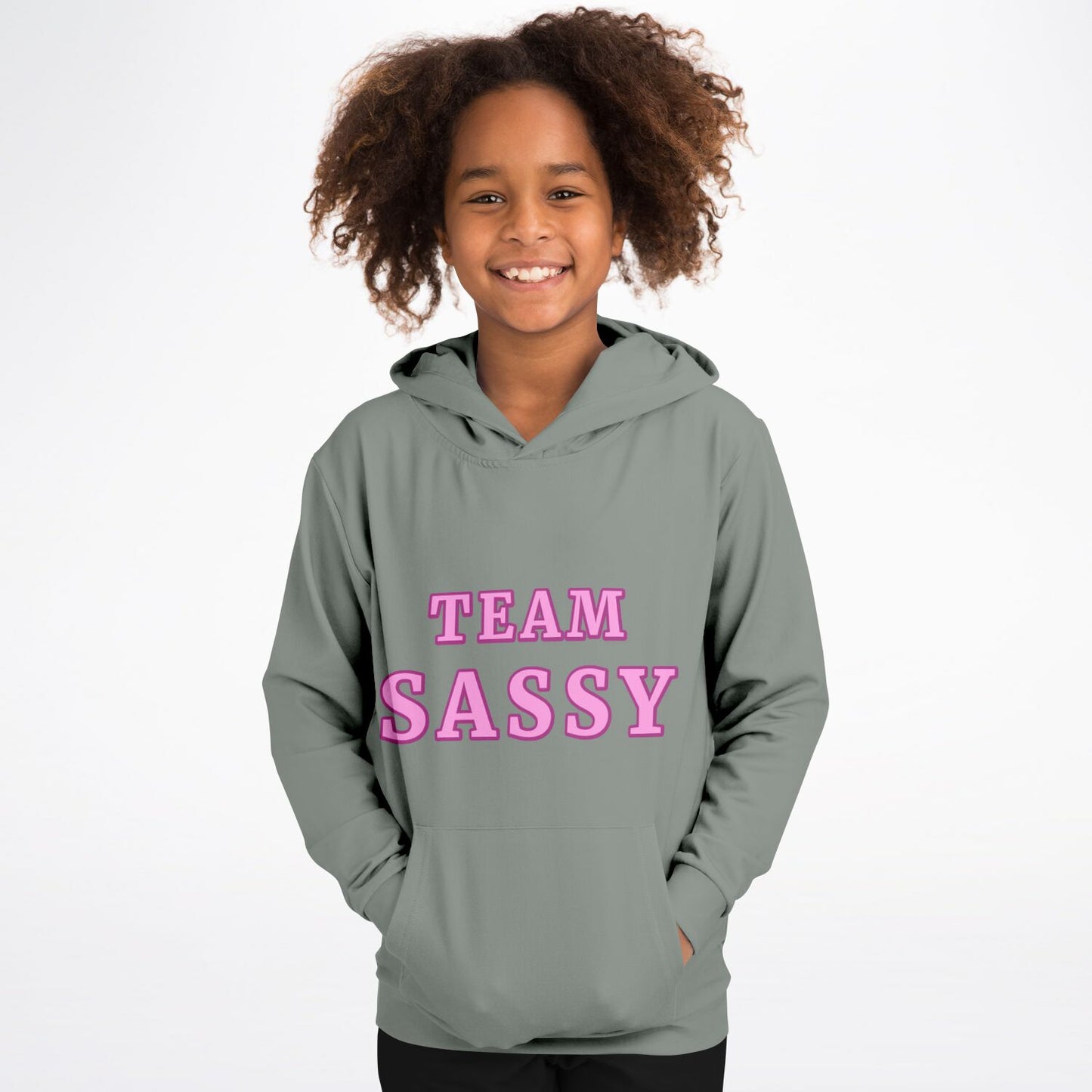 Athletic Kids Hoodie - Medium Grey & Light Pink