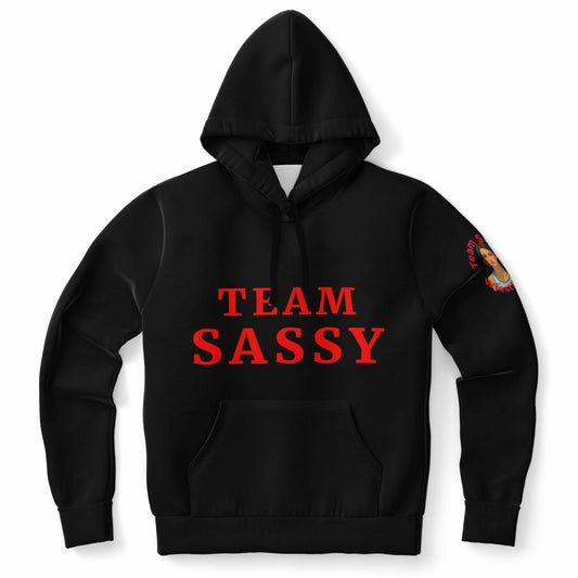 Team Sassy Black Skull Red Hoodie-Cotton Lined