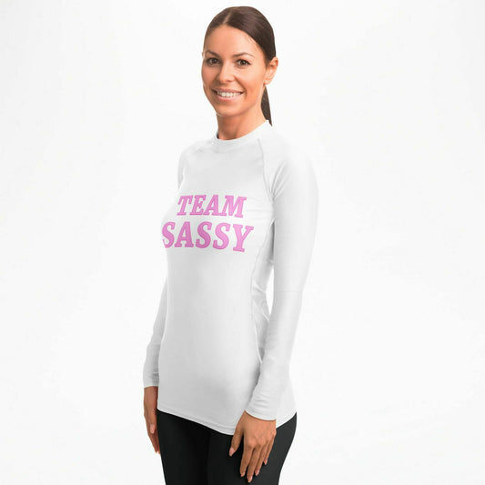 Women's Team Sassy Rashguard- White and Pink
