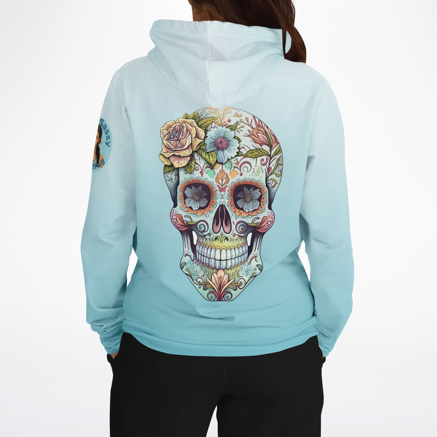 Team Sassy Light Blue Skull Hoodie-Cotton Lined