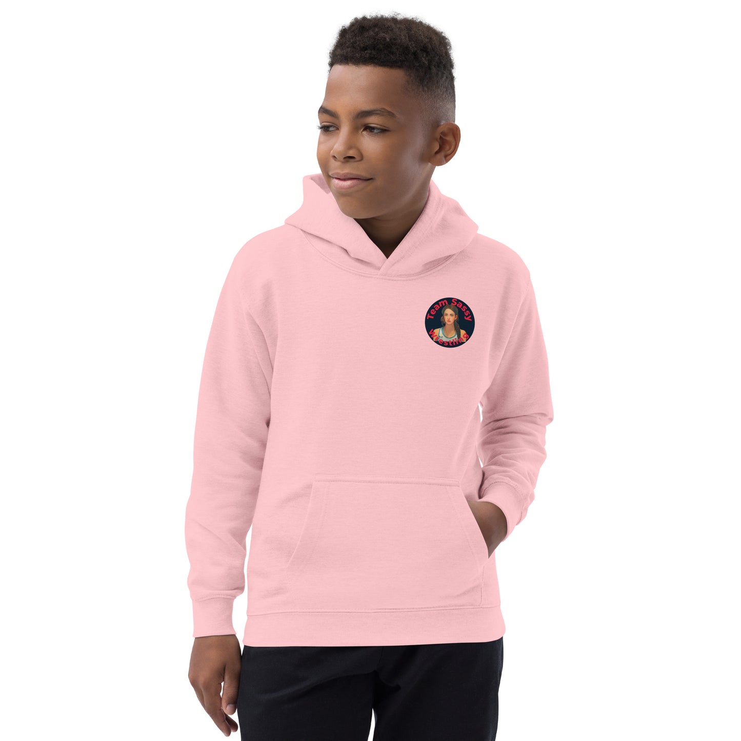 Kids Grow Girl's Wrestling Hoodie Black/Red Logo