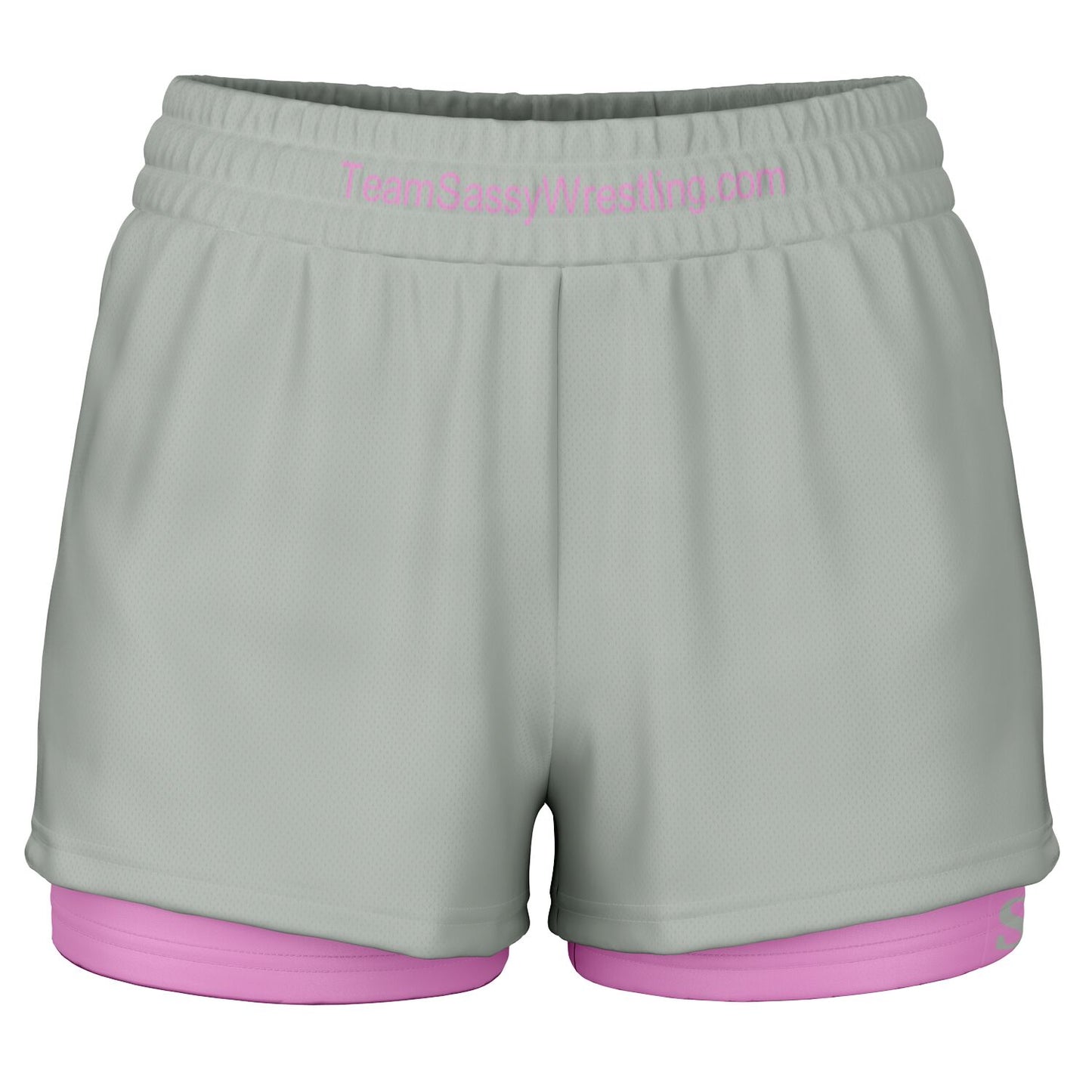 Team Sassy Women's 2-in-1 Shorts - Grey & Light Pink