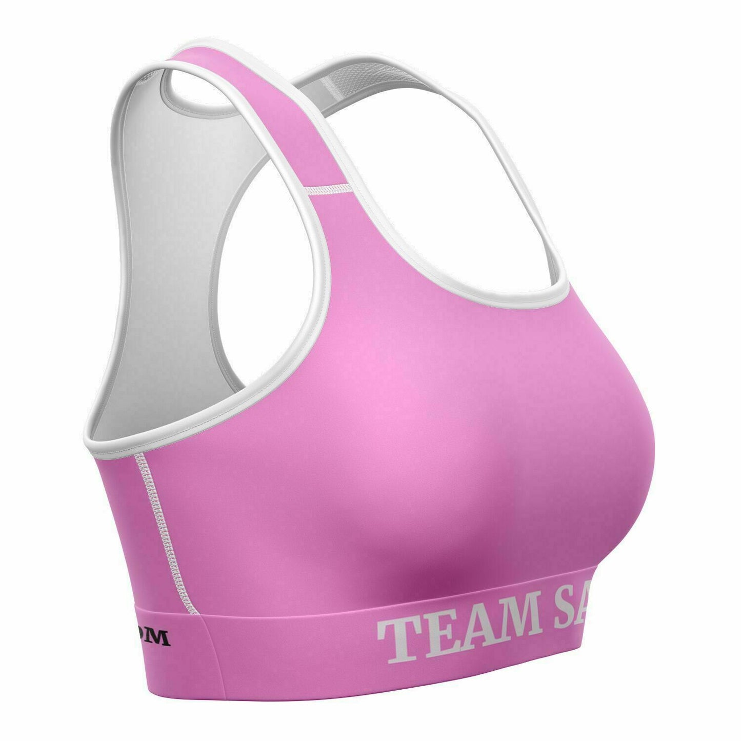 Sports Bra - AOP Light Pink and White