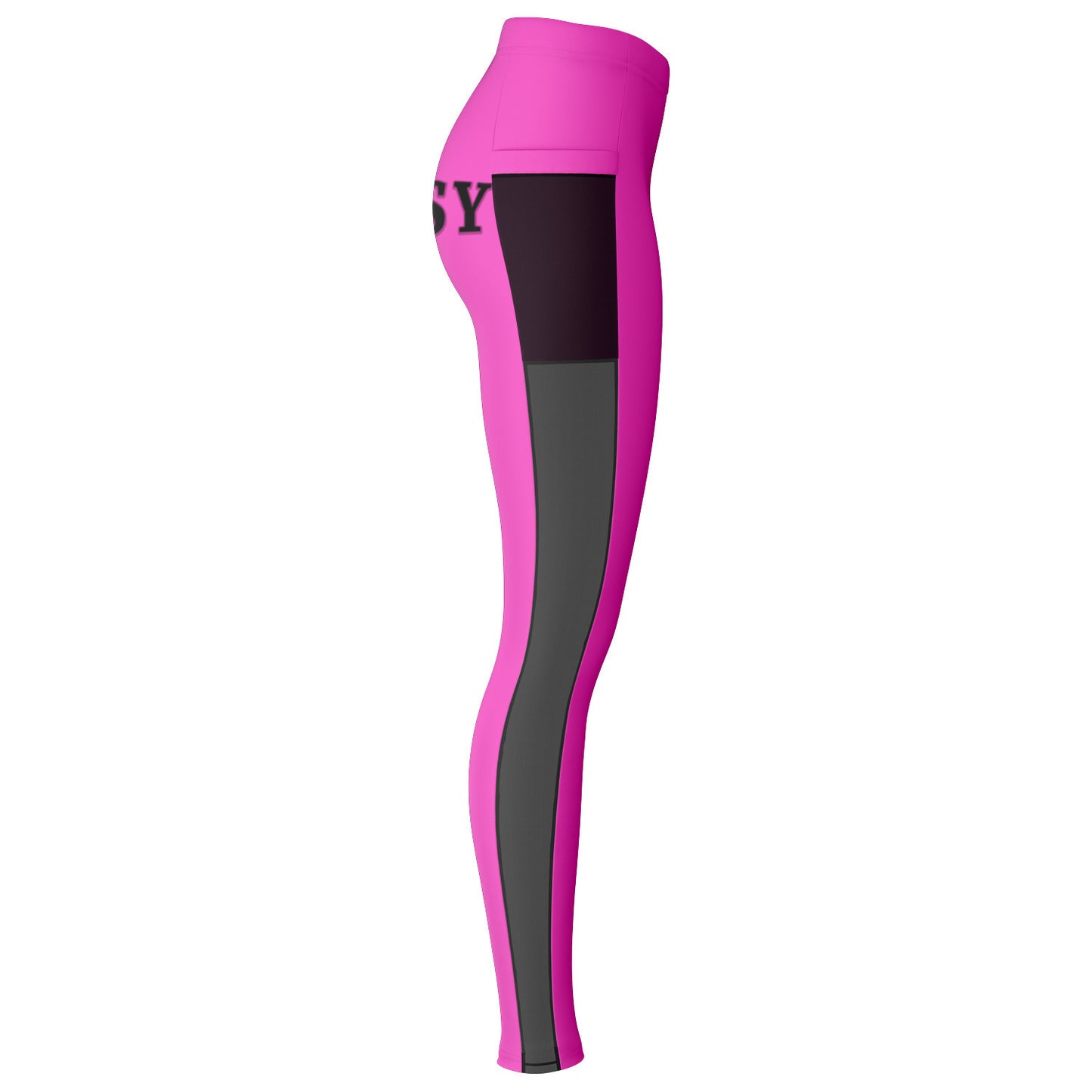 Team Sassy "Butt" Bright Pink-Black Split Mesh Pocket Leggings