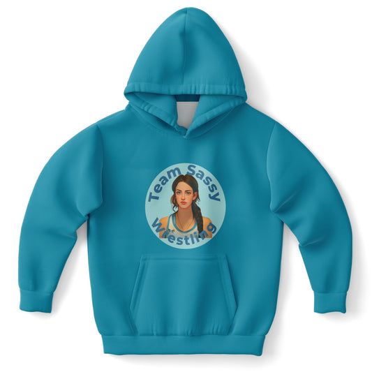 Athletic Kids Hoodie - Blue with Blue Logo