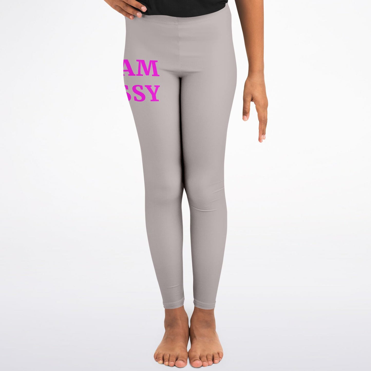 Team Sassy Youth Leggings- Silver and Bright Pink