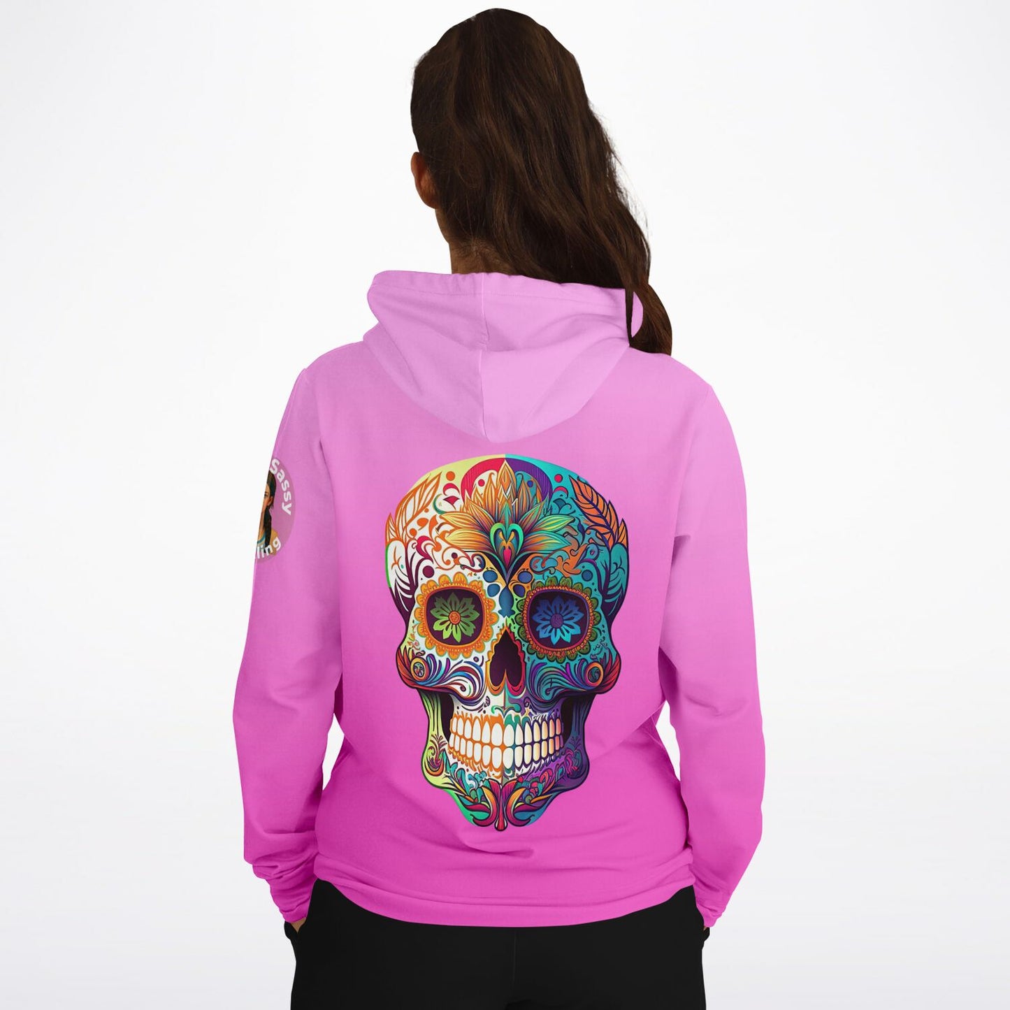 Team Sassy Multi-Color Skull Pink Hoodie-Cotton Lined