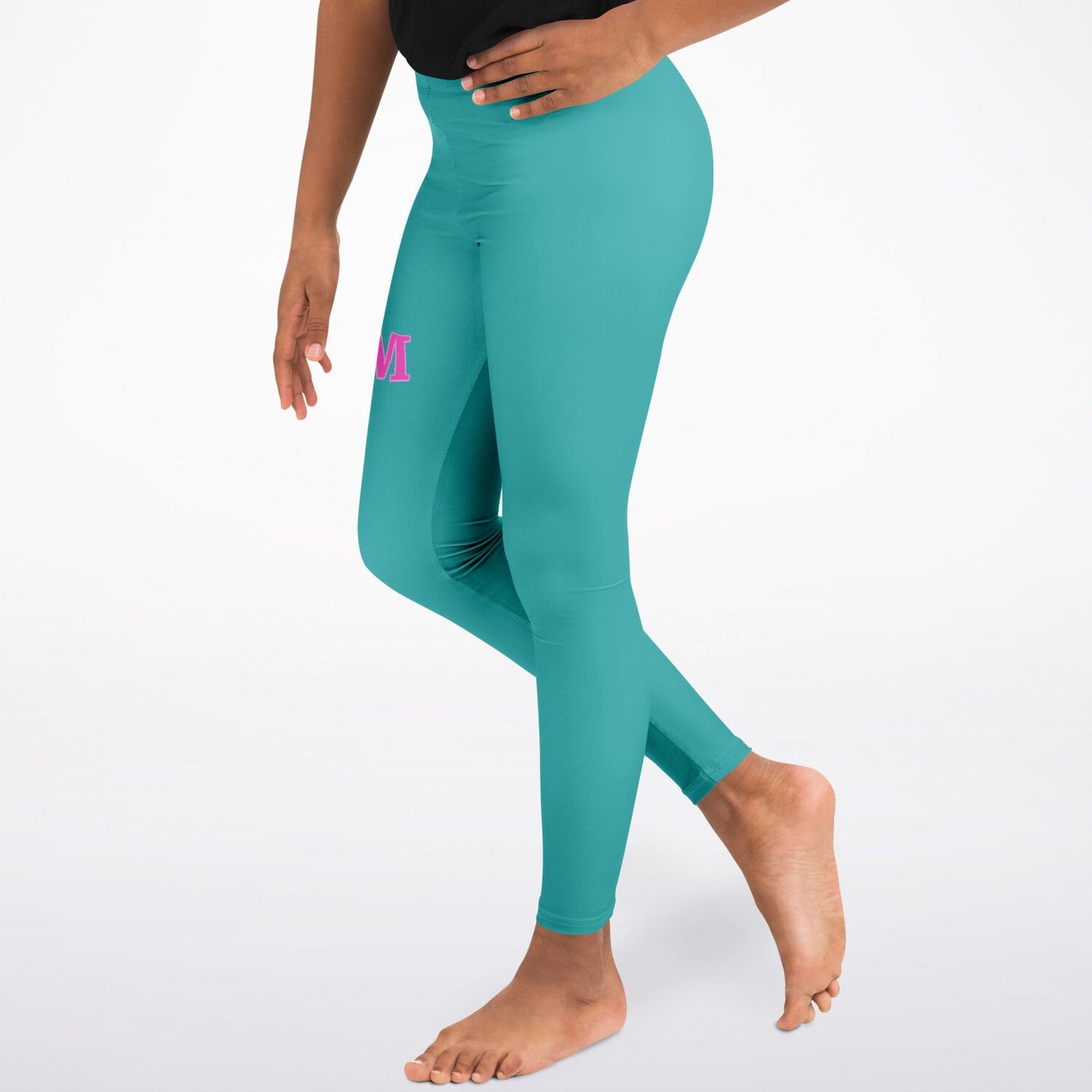 Team Sassy Youth Leggings-Teal and Bright Pink Leg