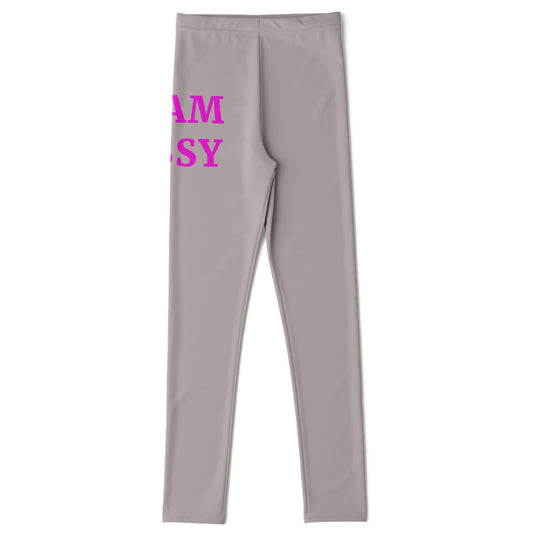 Team Sassy Youth Leggings- Silver and Bright Pink