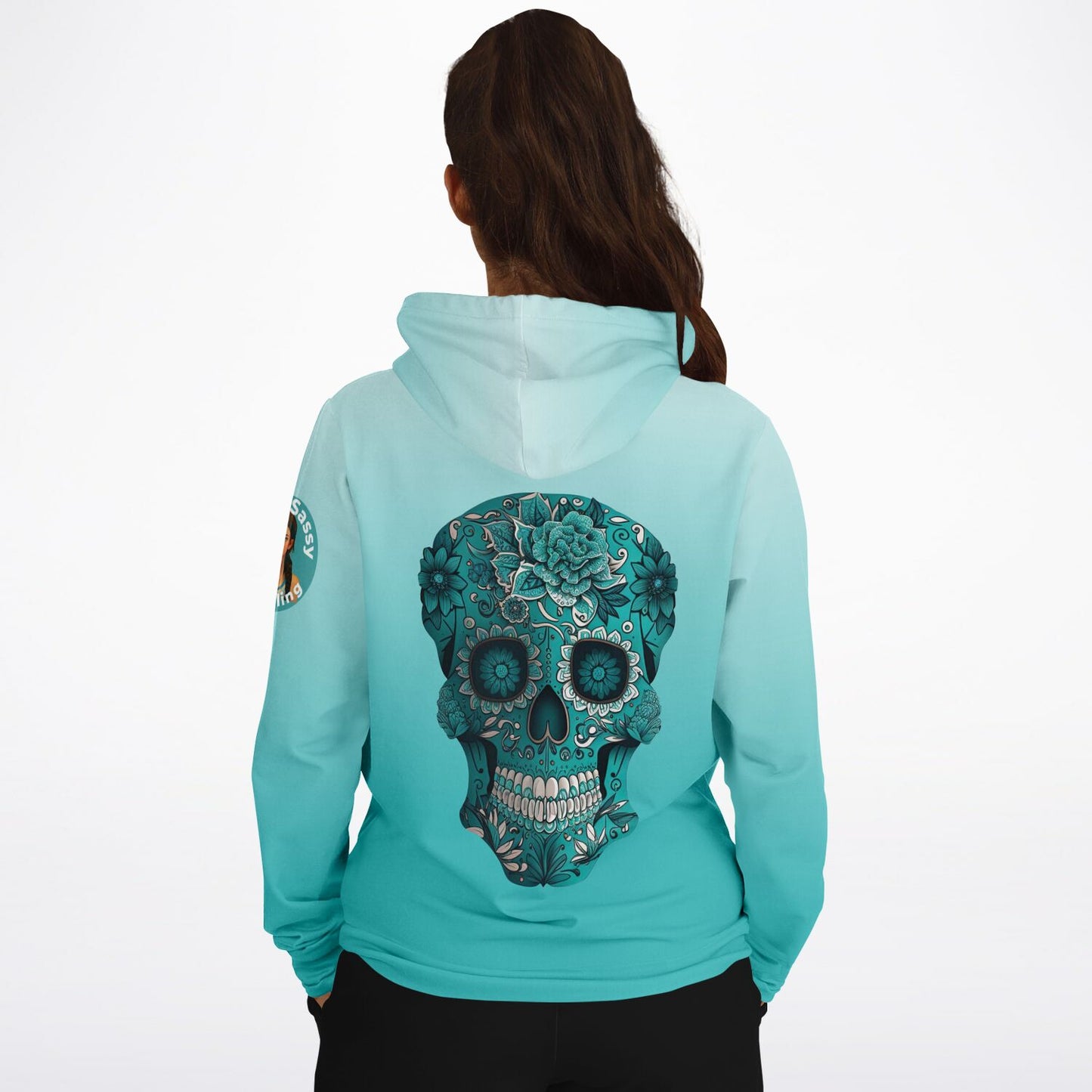 Team Sassy Teal Skull Hoodie-Cotton Lined