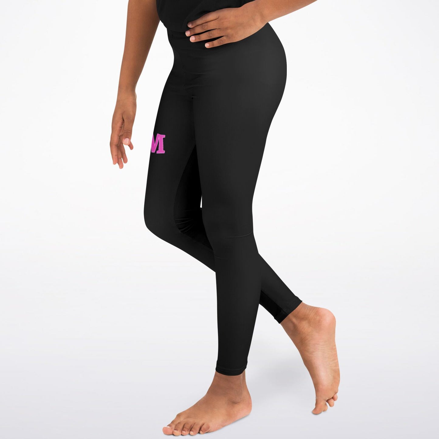 Team Sassy Youth Leggings-Black and Bright Pink Leg