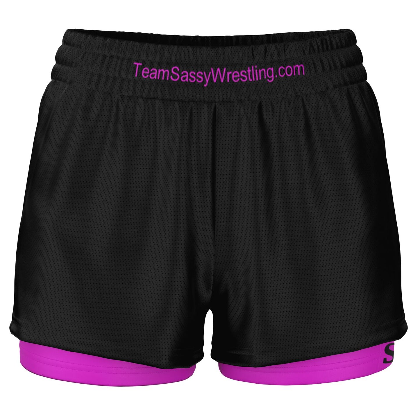 Team Sassy Women's 2-in-1 Shorts - Black & Bright Pink