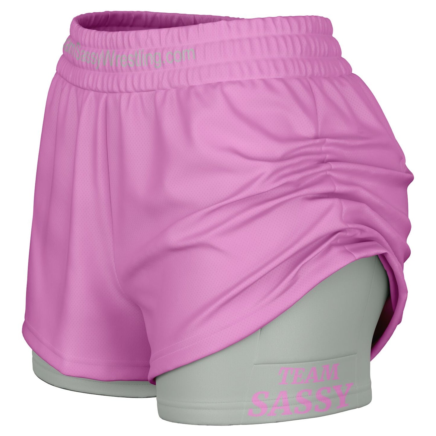 Team Sassy Women's 2-in-1 Shorts - Light Pink & Grey