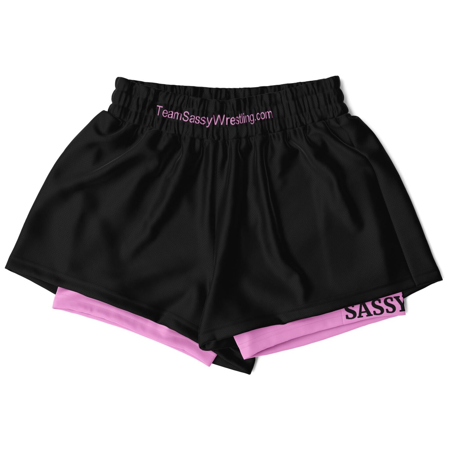 Team Sassy Women's 2-in-1 Shorts - Black & Light Pink