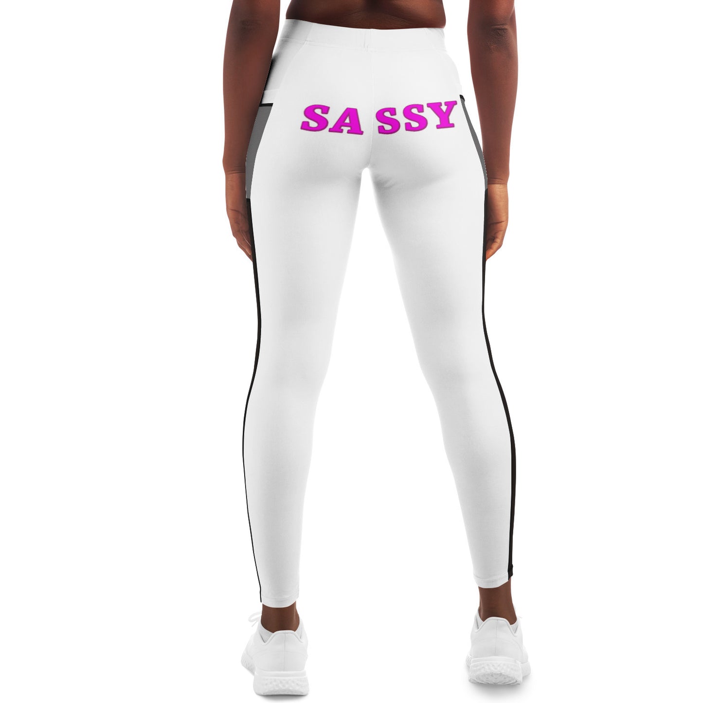 Team Sassy "Butt" White Mesh Pocket Leggings