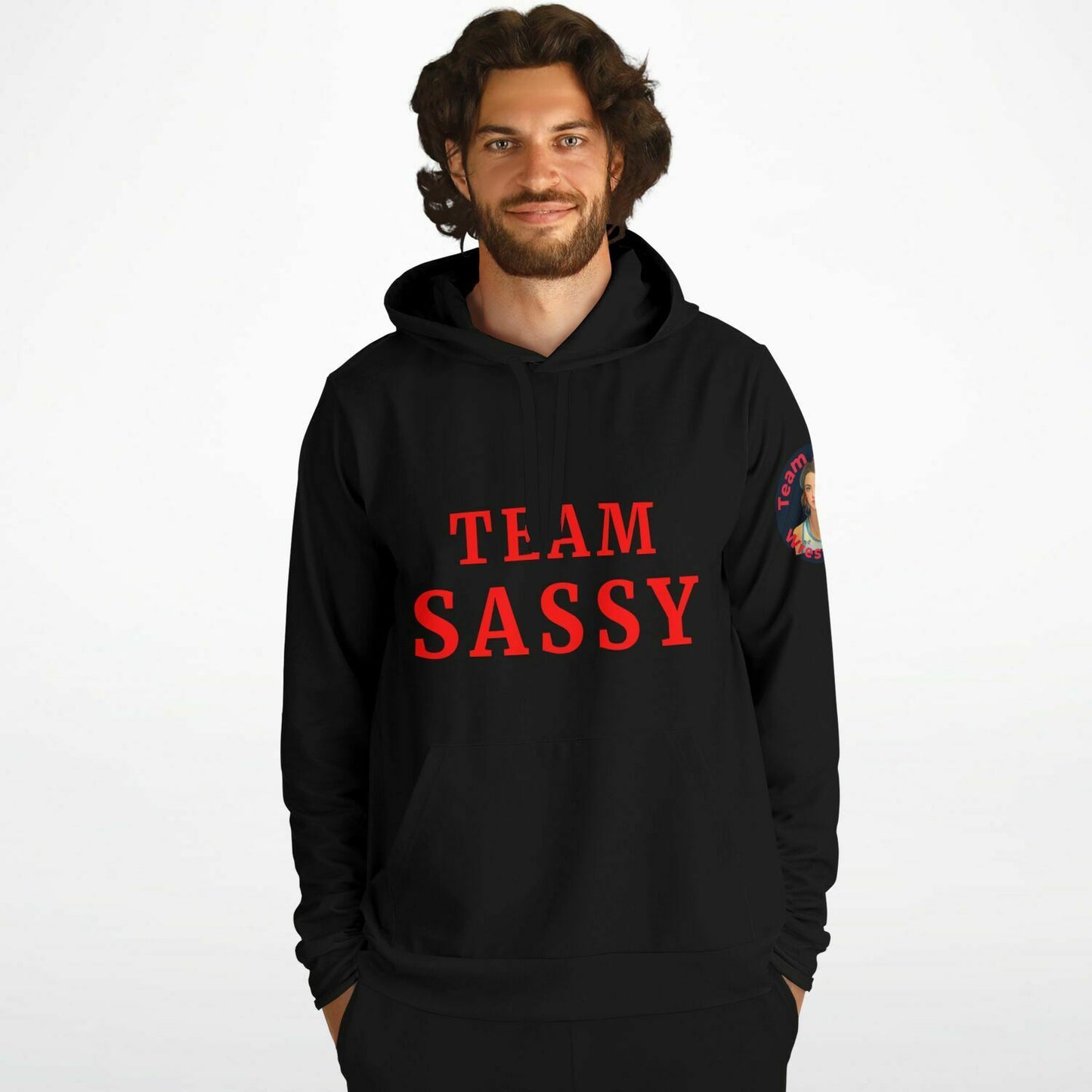 Team Sassy Black Skull Red Hoodie-Cotton Lined