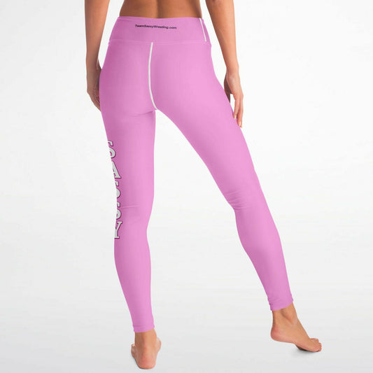 Team Sassy Light Pink-White Lettering Yoga Leggings