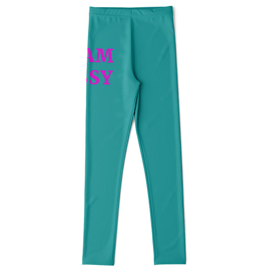 Team Sassy Youth Leggings- Teal and Bright Pink copy