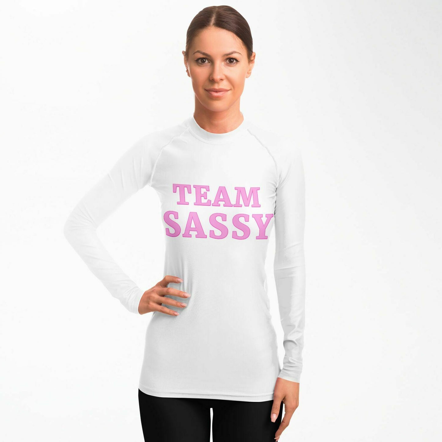 Women's Team Sassy Definition Rashguard- White and Pink