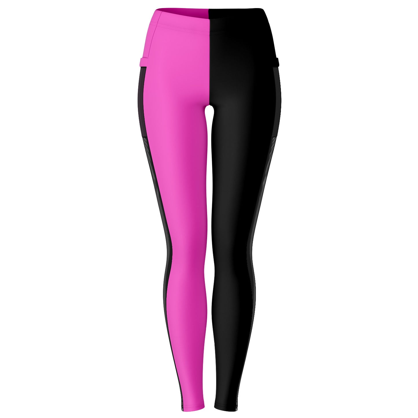 Team Sassy "Butt" Bright Pink-Black Split Mesh Pocket Leggings