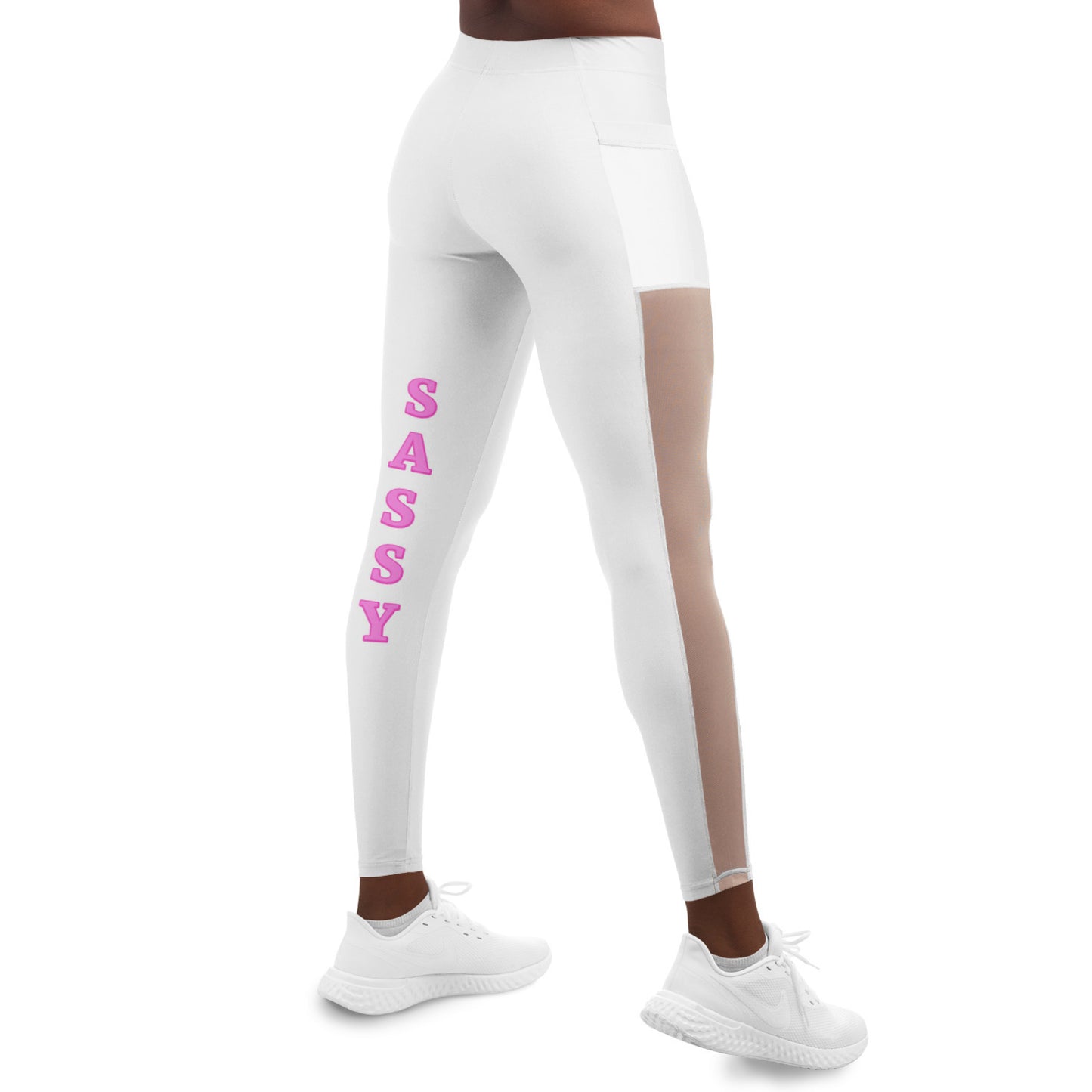 Team Sassy "Leg" White Mesh Pocket Leggings