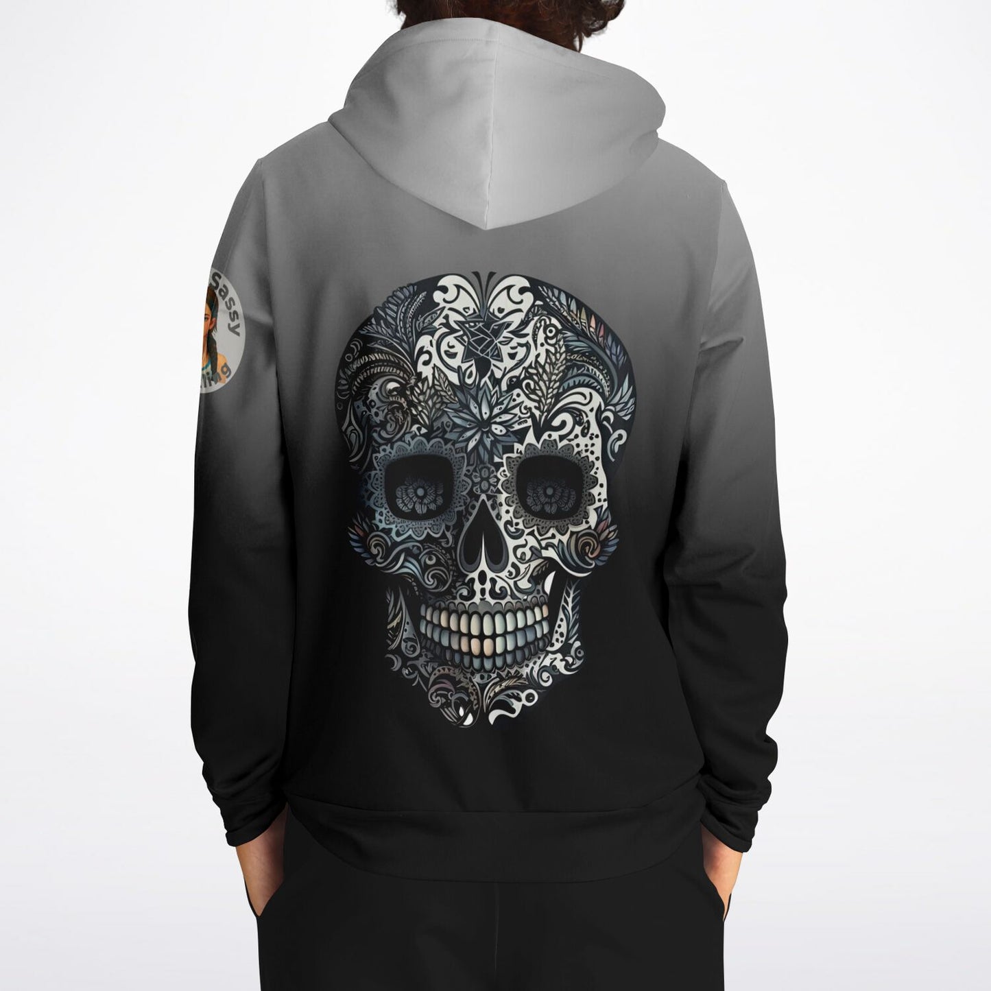 Team Sassy Black Skull Hoodie-Cotton Lined