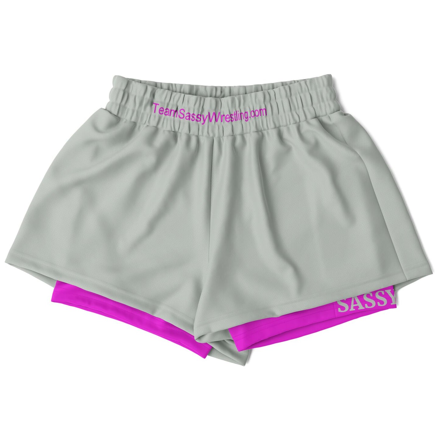 Team Sassy Women's 2-in-1 Shorts - Grey & Bright Pink