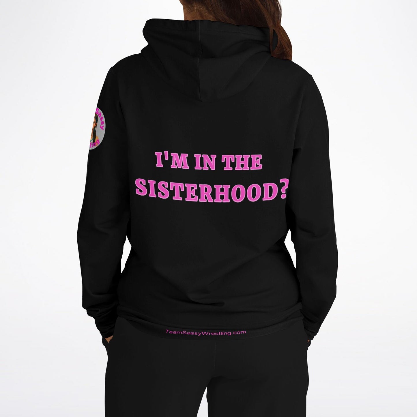 Sisterhood Hoodie - Black & Bright Pink