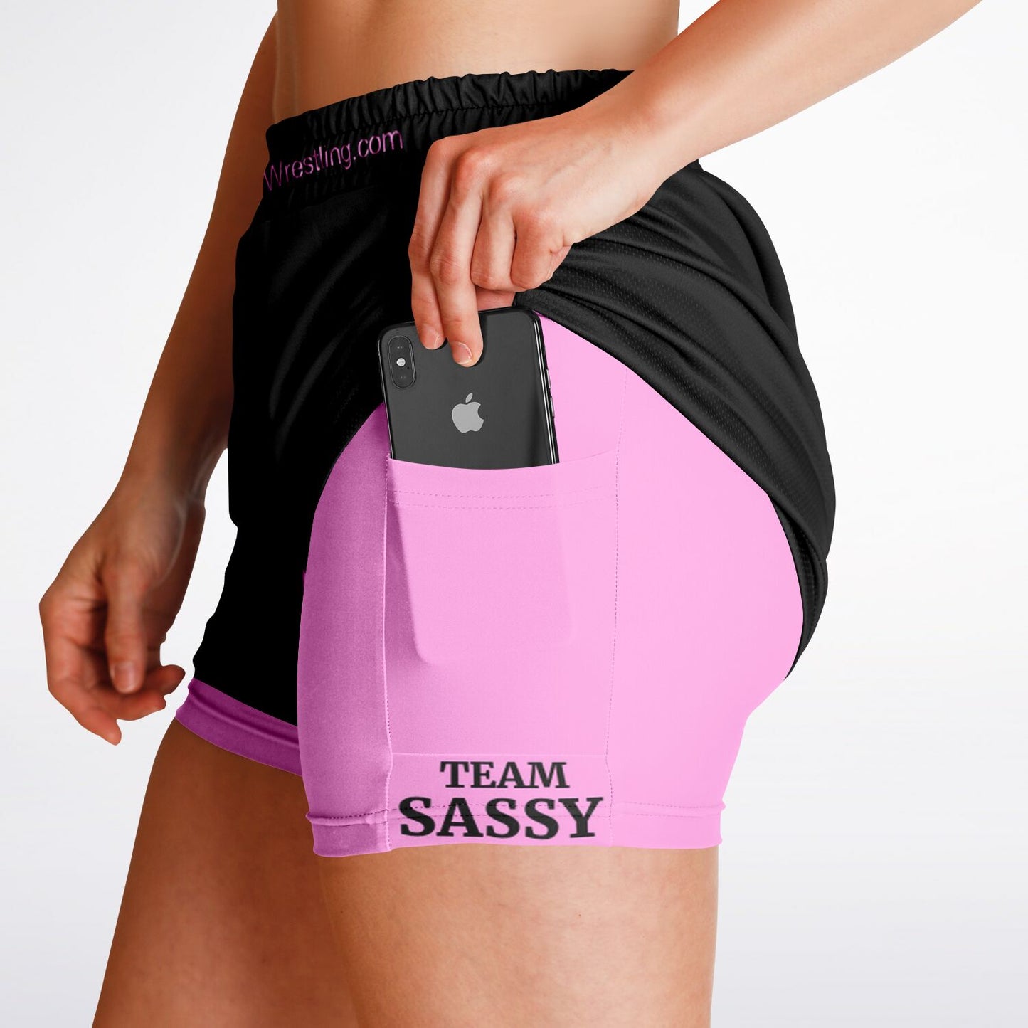 Team Sassy Women's 2-in-1 Shorts - Black & Light Pink