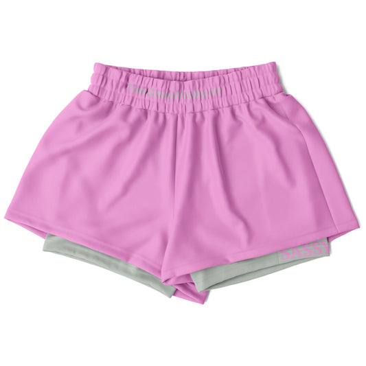 Team Sassy Women's 2-in-1 Shorts - Light Pink & Grey