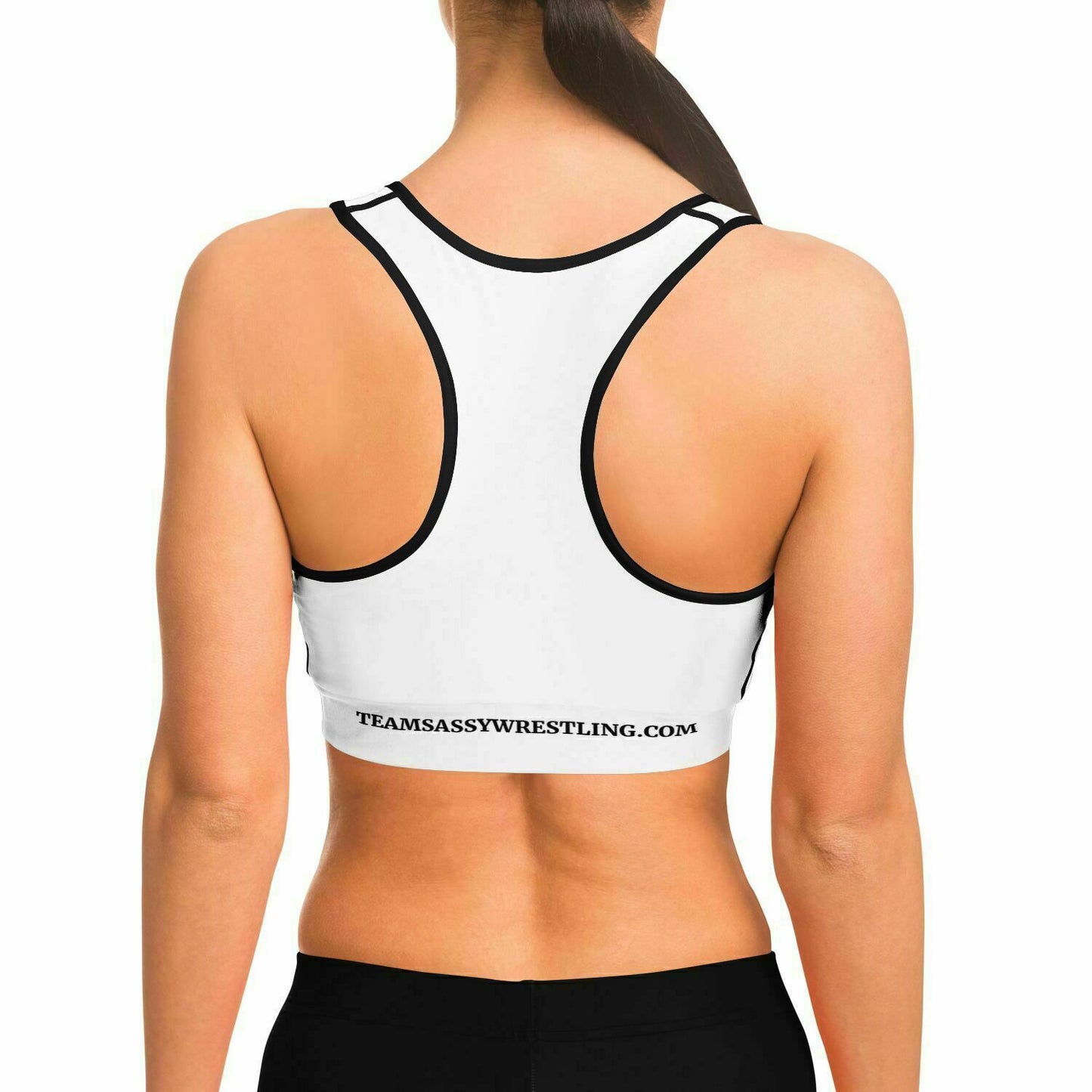 Team Sassy White-Black Sports Bra