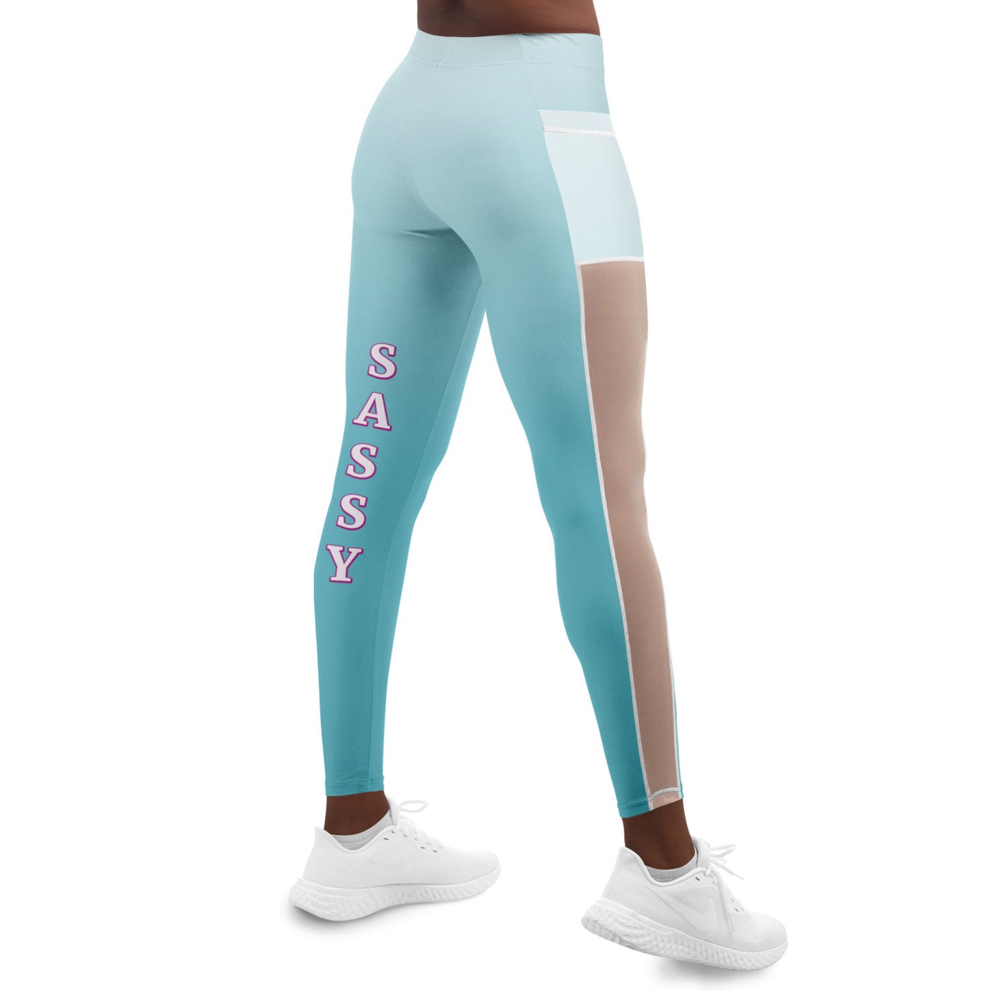 Team Sassy "Leg" Blue Mesh Pocket Leggings