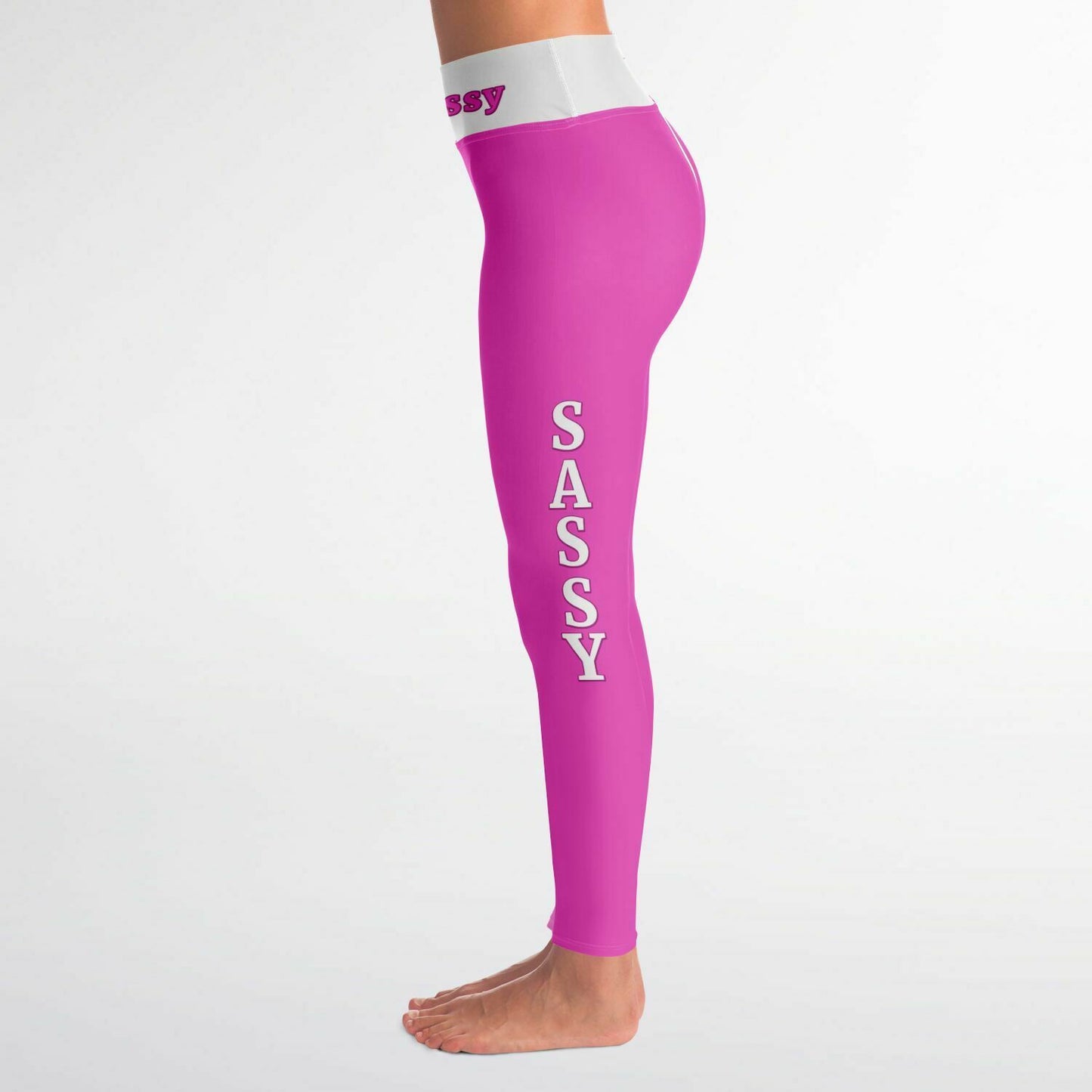 Team Sassy Bright Pink-White Yoga Leggings