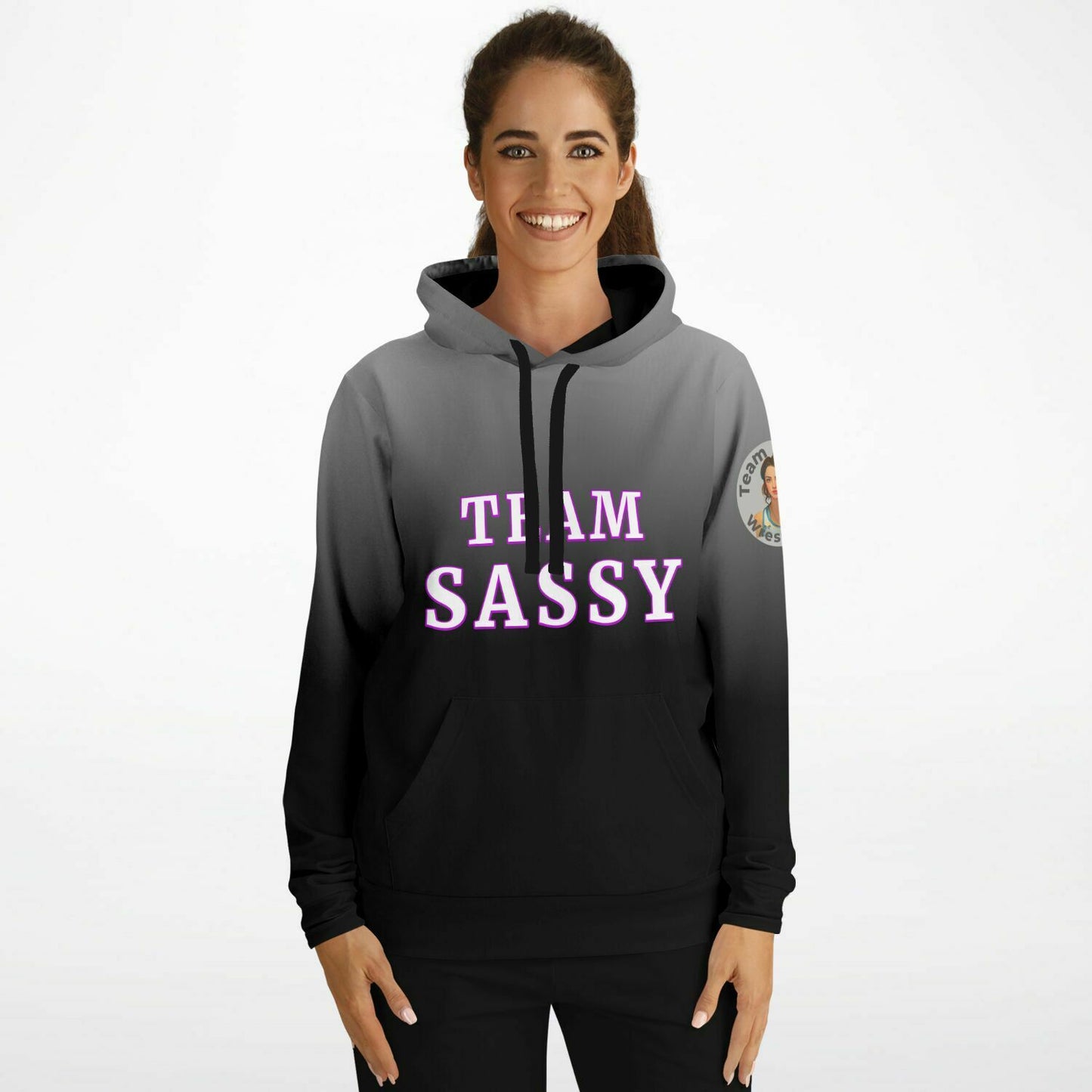 Team Sassy Black-Purple Skull Hoodie-Cotton Lined