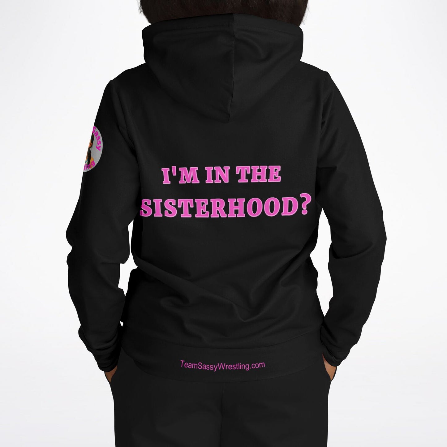 Sisterhood Hoodie - Black & Bright Pink