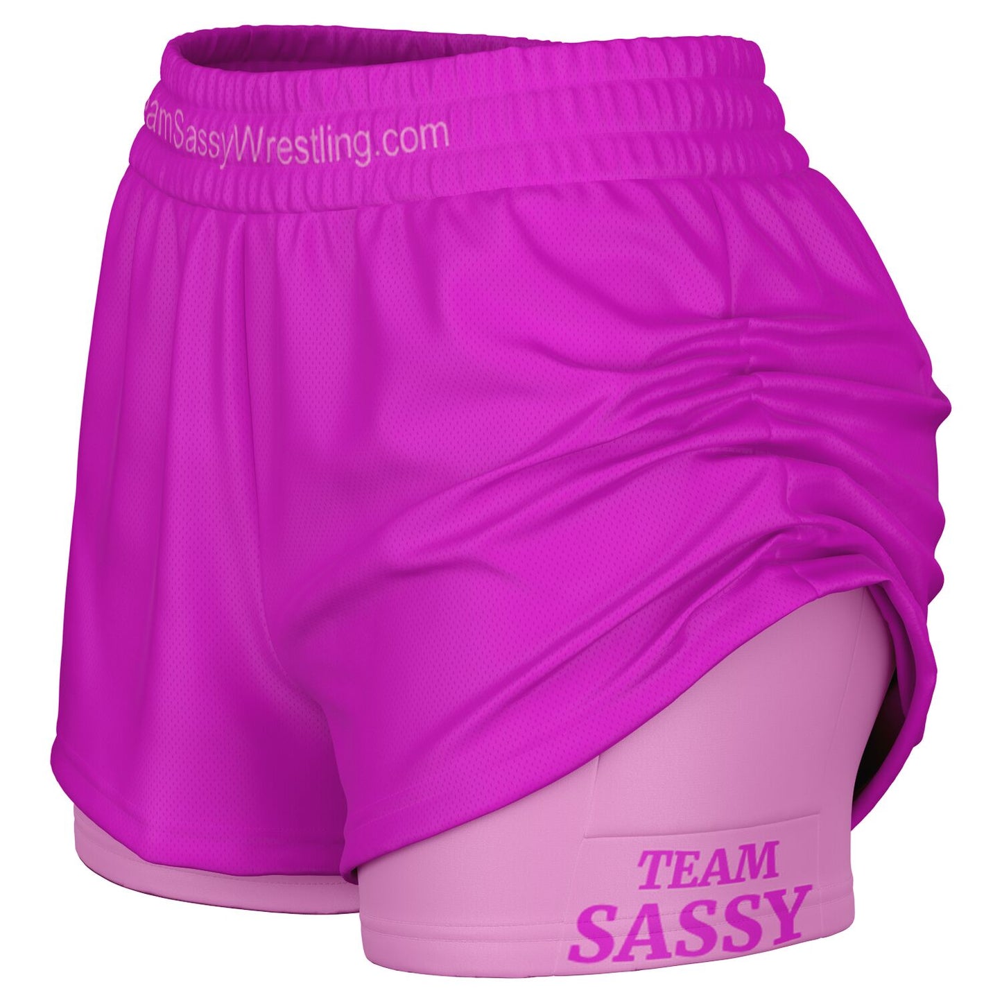 Team Sassy Women's 2-in-1 Shorts - Bright Pink & Light Pink