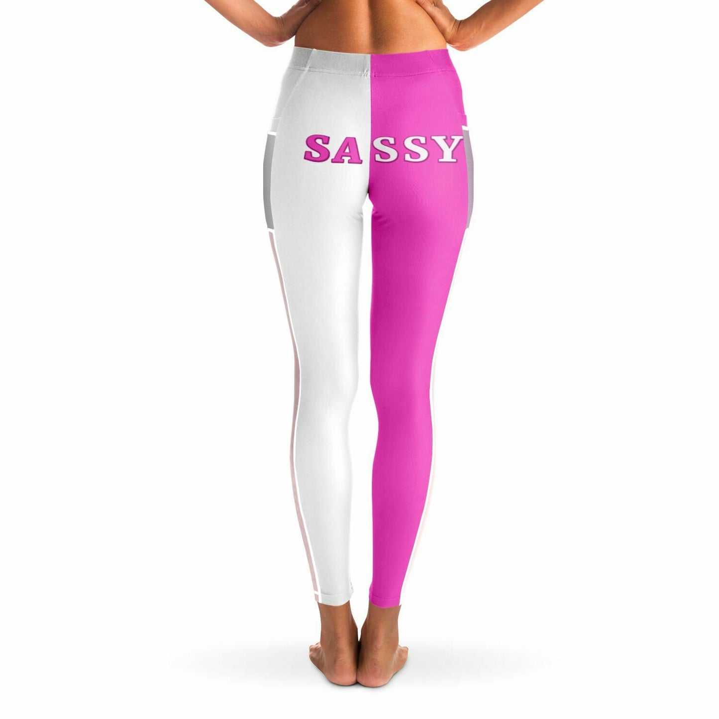 Team Sassy "Butt" Pink/White Mesh Pocket Leggings