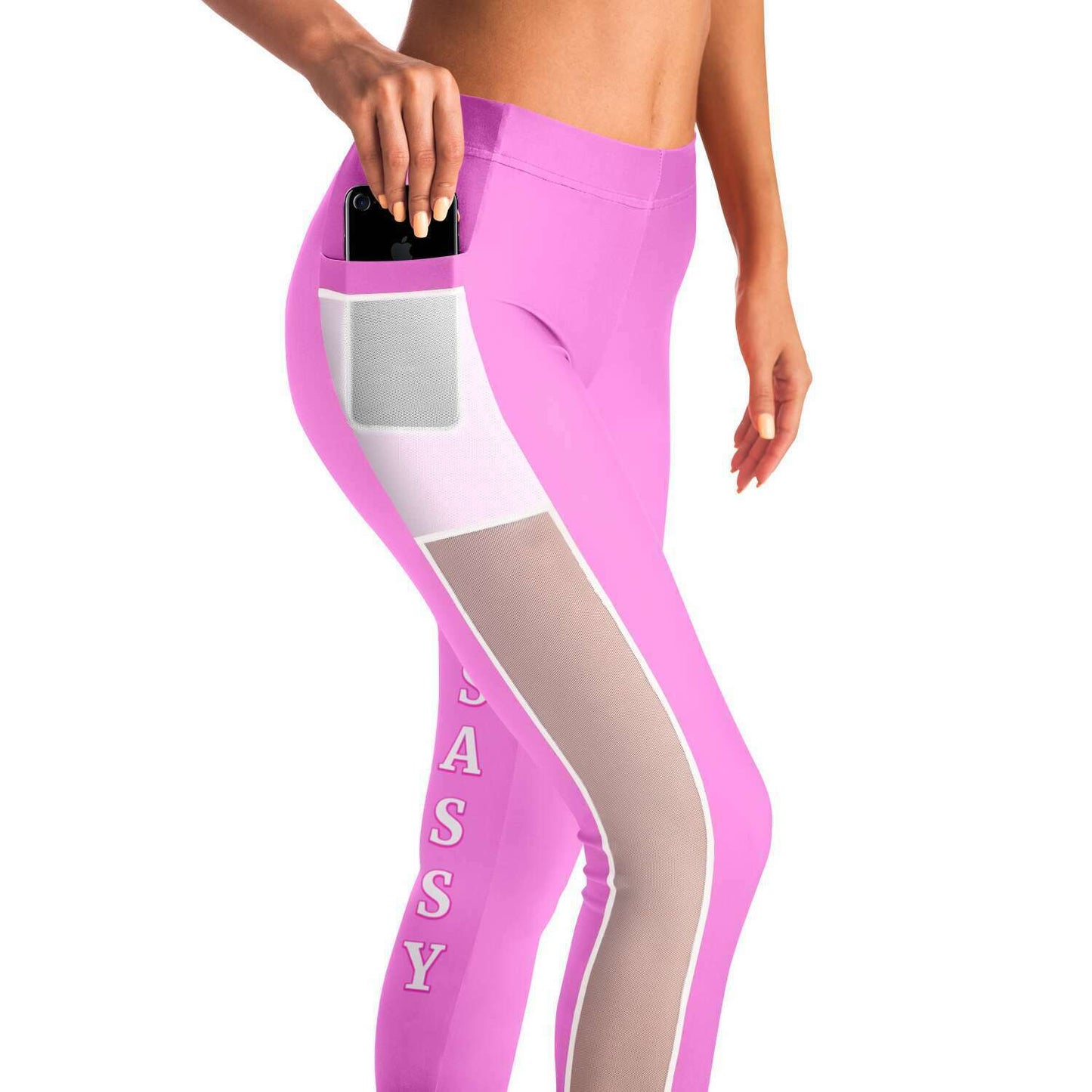 Team Sassy "Leg" Light Pink Mesh Pocket Leggings