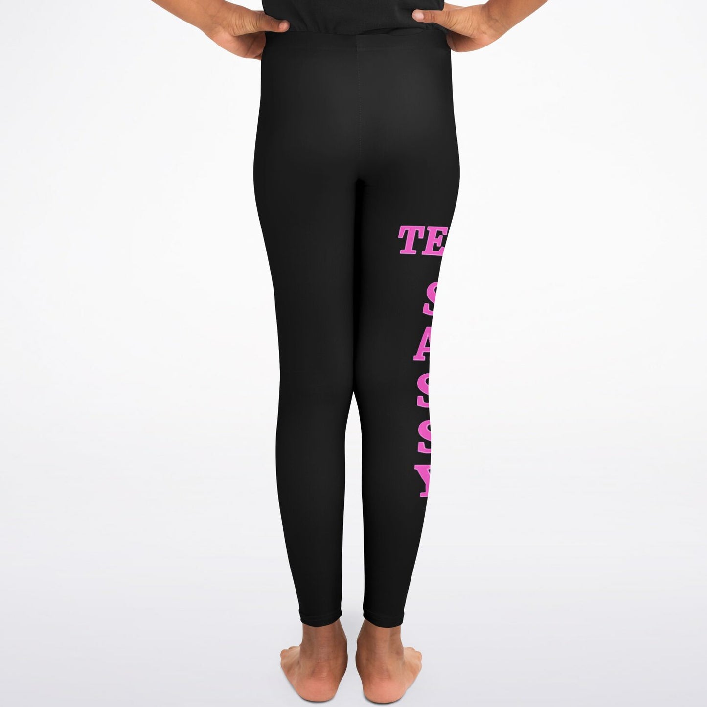 Team Sassy Youth Leggings-Black and Bright Pink Leg