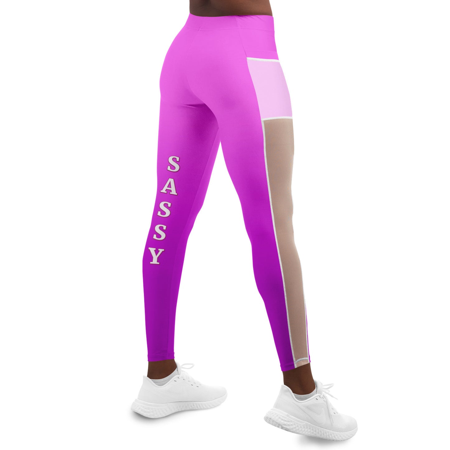 Team Sassy "Leg" Purple Mesh Pocket Leggings