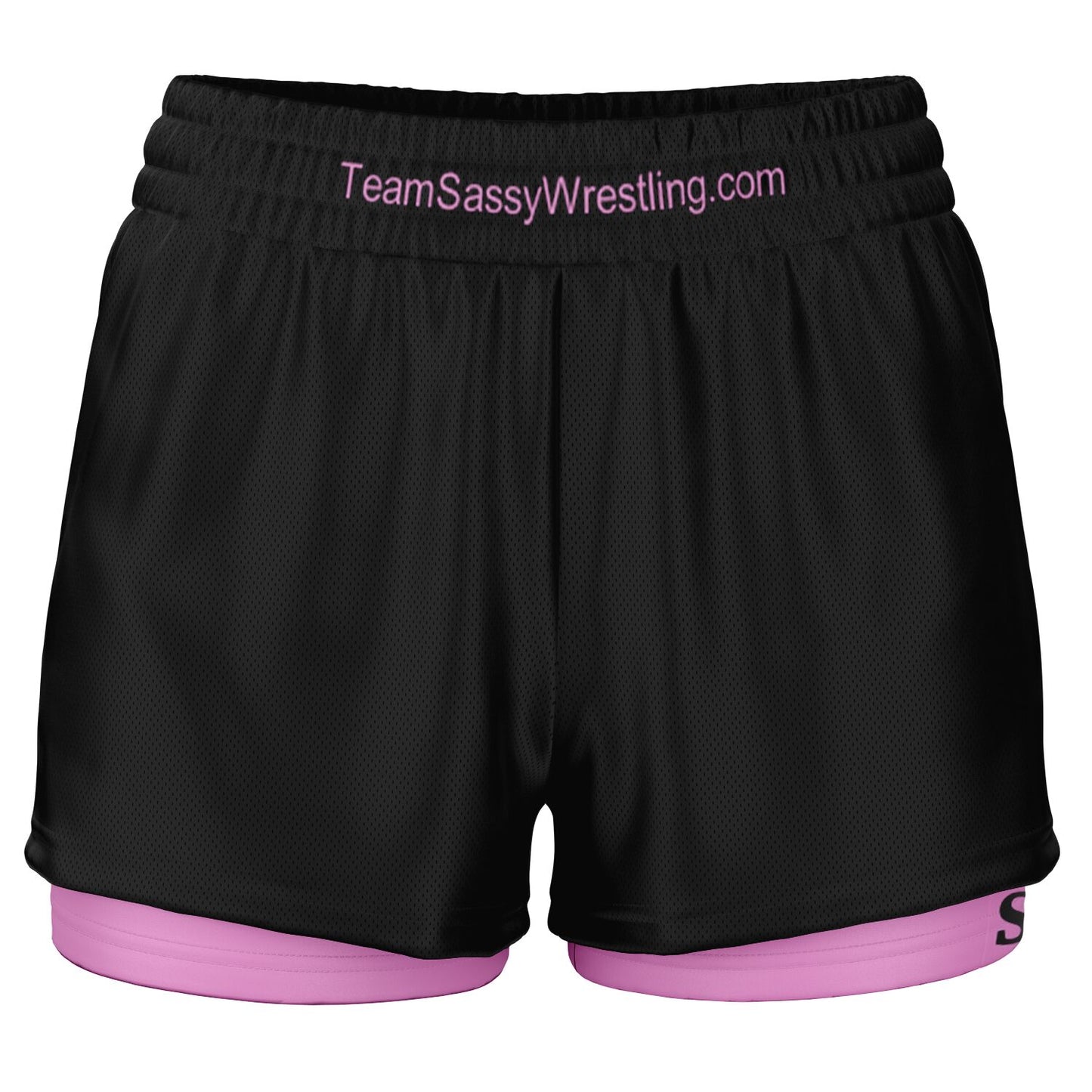 Team Sassy Women's 2-in-1 Shorts - Black & Light Pink