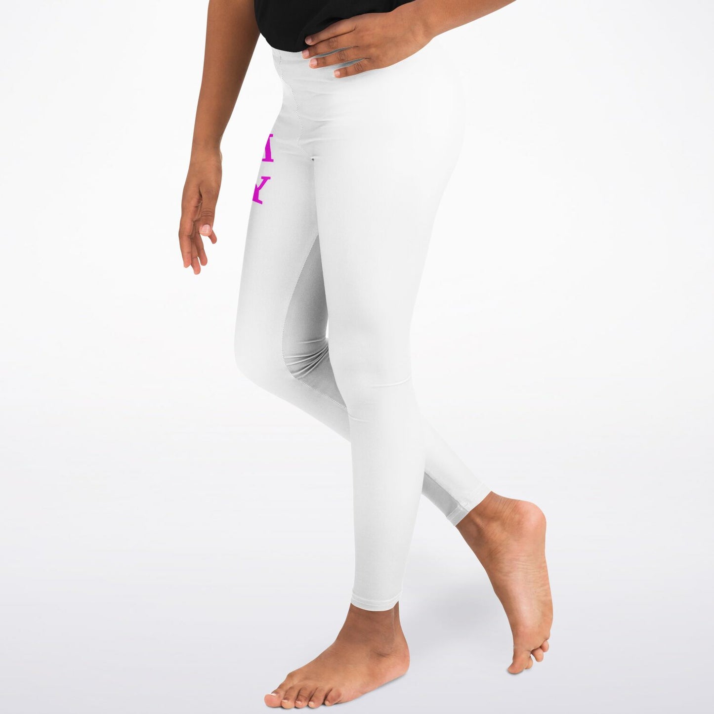 Team Sassy Youth Leggings-White and Bright Pink