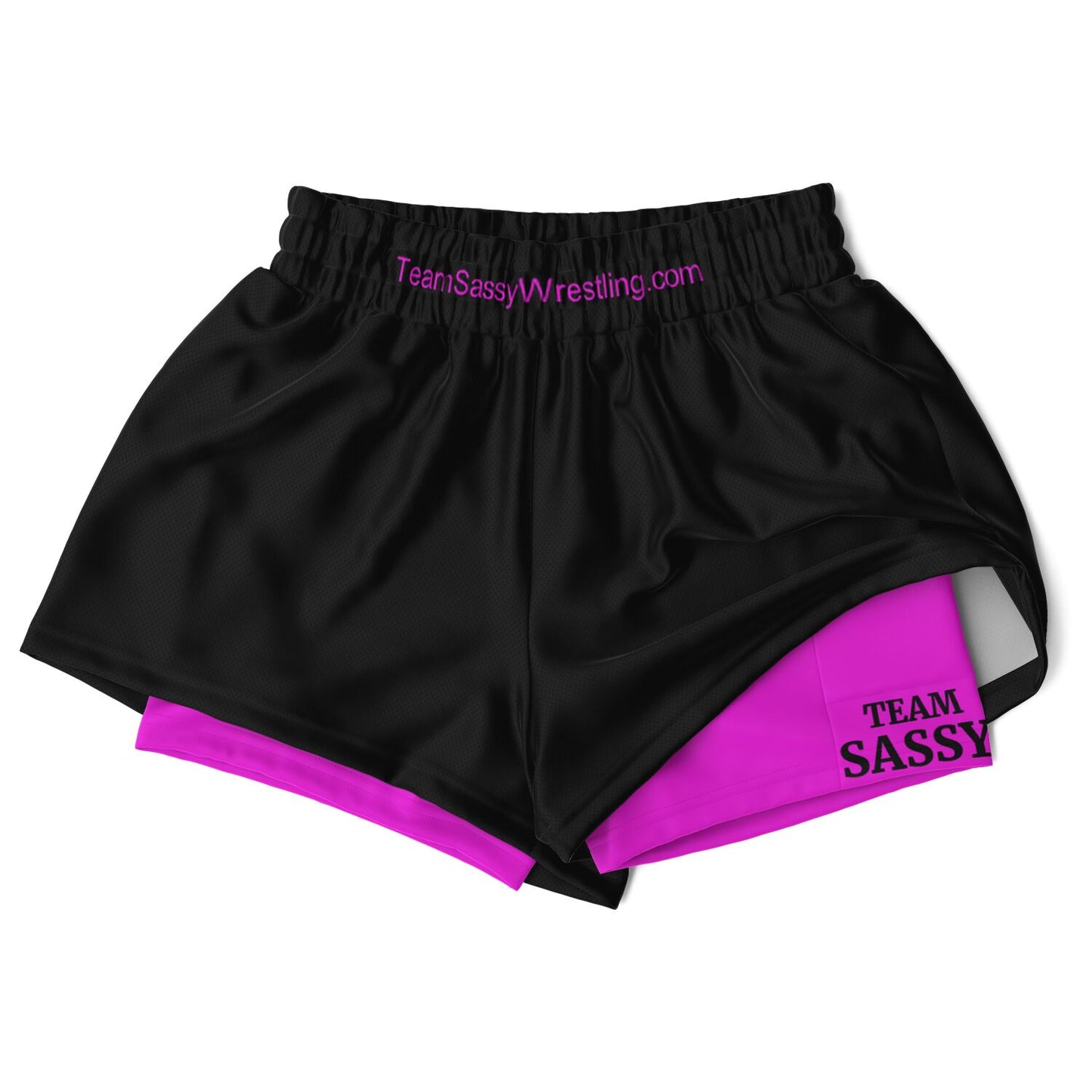 Team Sassy Women's 2-in-1 Shorts - Black & Bright Pink